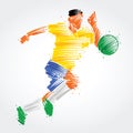 Soccer player running behind the ball Royalty Free Stock Photo