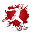 Soccer player running and kicking a ball action action graphic vector. Royalty Free Stock Photo
