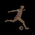 Soccer player running and kicking a ball action graphic vector Royalty Free Stock Photo