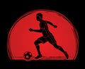 Soccer player running with soccer ball action graphic vector Royalty Free Stock Photo