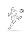 Soccer player shooting a ball action graphic vector Royalty Free Stock Photo