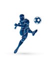 Soccer player shooting a ball action graphic vector Royalty Free Stock Photo