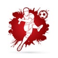 Soccer player shooting a ball action graphic vector. Royalty Free Stock Photo