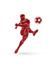 Soccer player shooting a ball action graphic vector. Royalty Free Stock Photo