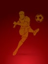 Soccer player shooting a ball action graphic vector Royalty Free Stock Photo