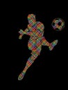 Soccer player shooting a ball action graphic vector Royalty Free Stock Photo