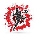 Soccer player shooting a ball action graphic vector. Royalty Free Stock Photo