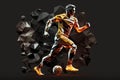 Soccer player shooting ball and scoring goal polygonal illustration Royalty Free Stock Photo