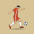 Soccer Player Shooting a Ball. Vector Illustration. Royalty Free Stock Photo