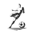 Soccer player silhouette in action. Royalty Free Stock Photo