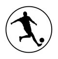 Soccer player silhouette vector illustration isolated on white background. Royalty Free Stock Photo