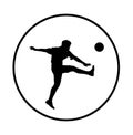 Soccer player silhouette vector illustration isolated on white background. Sportsman football player Royalty Free Stock Photo