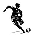 Soccer player, silhouette. Vector illustration Royalty Free Stock Photo