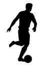 Soccer player silhouette vector on white background Royalty Free Stock Photo