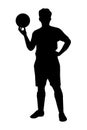 Soccer player silhouette vector on white background Royalty Free Stock Photo