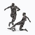 Soccer player slide action sport concept Royalty Free Stock Photo