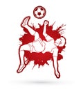 Soccer player somersault kick , overhead kick graphic vector.