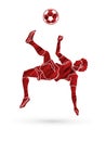 Soccer player somersault kick , overhead kick action graphic vector.