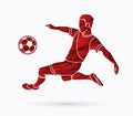 Soccer player somersault kick , overhead kick action