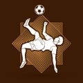 Soccer player somersault kick , overhead kick graphic vector.
