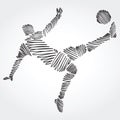 Soccer player stretching the body to dominate the ball Royalty Free Stock Photo