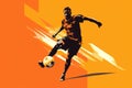 Soccer player striking a ball, colorful vector image. Beautiful illustration picture. Generative AI