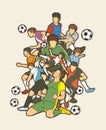 Soccer player team composition graphic vector. Royalty Free Stock Photo