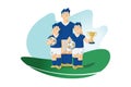 Soccer players with ball and winners cup Royalty Free Stock Photo