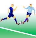 Soccer players duel. Royalty Free Stock Photo