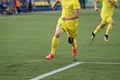 Soccer players fights during football match on stadium