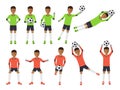 Soccer players, football goalkeeper in actions