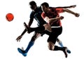 Soccer players men isolated silhouette white background Royalty Free Stock Photo