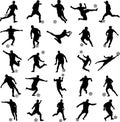 Soccer players silhouettes collection