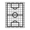 Soccer playfield top view symbol isolated in black and white