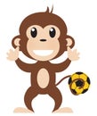 Soccer Playing Monkey Illustration Isolated on White with Clipping Path Royalty Free Stock Photo