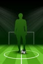 Soccer Poster with Player and Ball on Gridiron, element for design, vector illustration Royalty Free Stock Photo