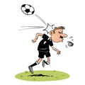 Soccer referee getting hit with the ball in the head Royalty Free Stock Photo