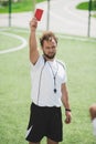 Soccer referee showing red card Royalty Free Stock Photo