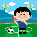 Soccer referee at a stadium. Vector illustration Royalty Free Stock Photo