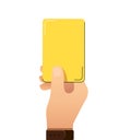 Soccer, referees hand with yellow card
