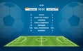 Soccer score board card stats template. Soccer scoreboard match screen stadium versus sport team infographic Royalty Free Stock Photo