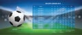 Soccer score table with background of football stadium. Vector