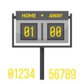 Soccer scoreboard flat vector illustration