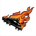 Soccer shoe on fire Vector illustration