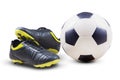 Soccer shoes and ball Royalty Free Stock Photo