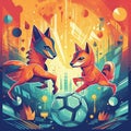 Soccer Showdown - Abstract Animals Battle for Victory