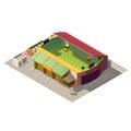 Soccer stadium building low poly isometric vector