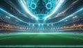 Brightly Lit Soccer Stadium With Green Field Royalty Free Stock Photo