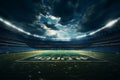Soccer stadium at night with lights and flares. 3D rendering. Royalty Free Stock Photo