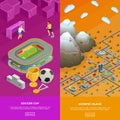 Soccer Stadium Olympic Village Isometric Banners Royalty Free Stock Photo